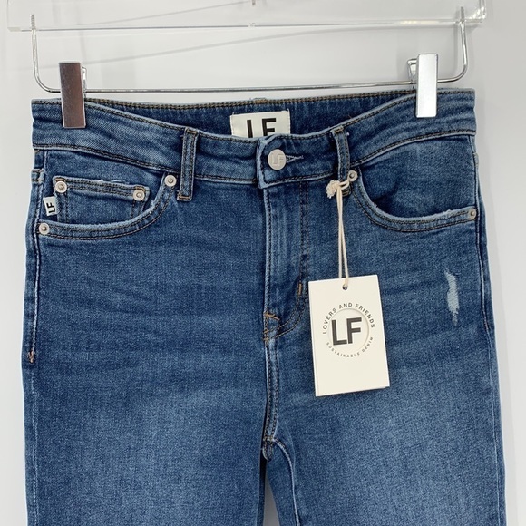 Lovers & Friends Ricky skinny lower rise jeans Brighton distressing ankle new 25 - Picture 3 of 9